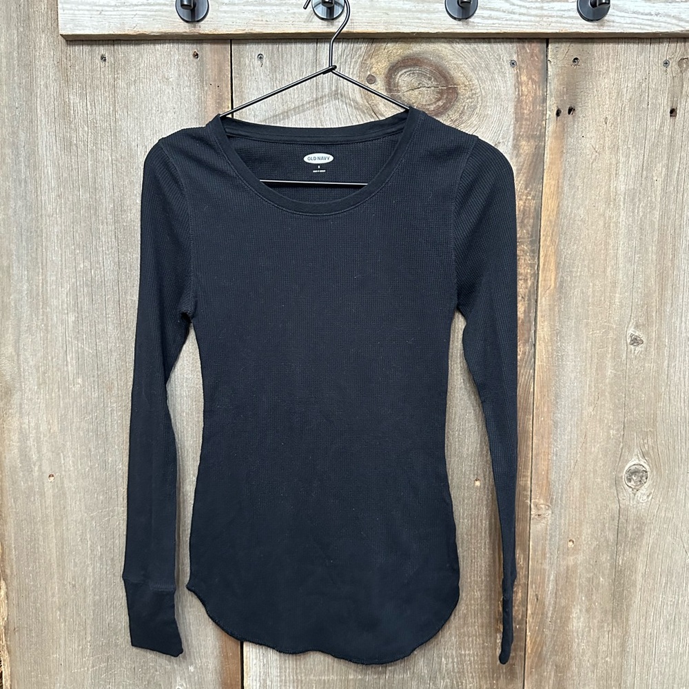 Old Navy Long Sleeve Thermal Top in Black Size Small Women’s